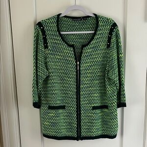 Michael Simon studded shoulder Green and Black Knit Cardigan